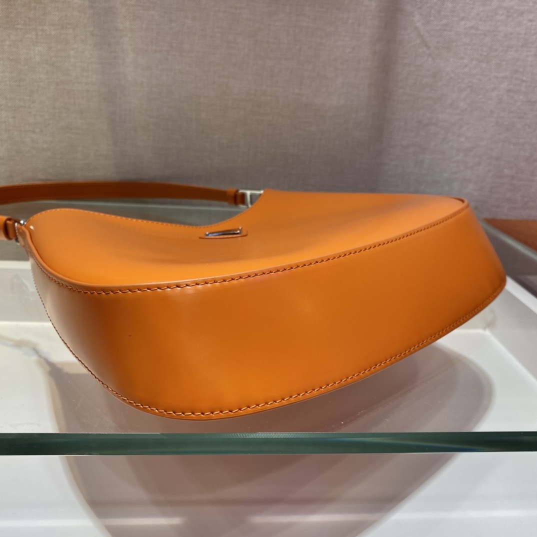 Prada Cleo Brushed Leather Shoulder Bag Orange 1BC499